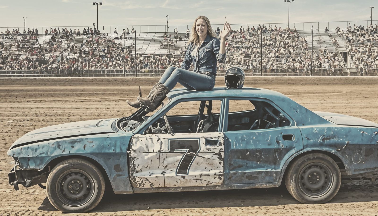 Victorious Derby Girl in Cowboy Boots