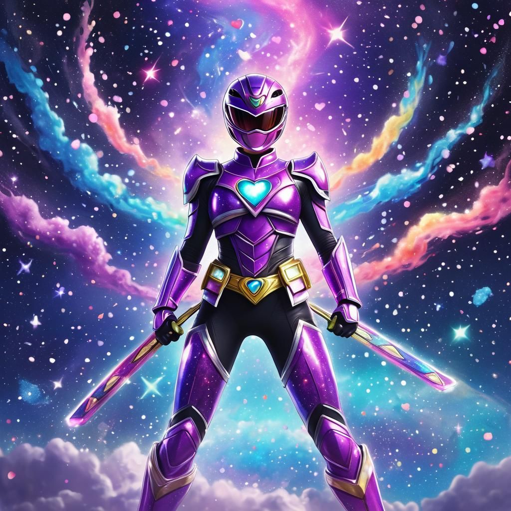 Sparkling Magical Girl Power Ranger in Watercolor Style