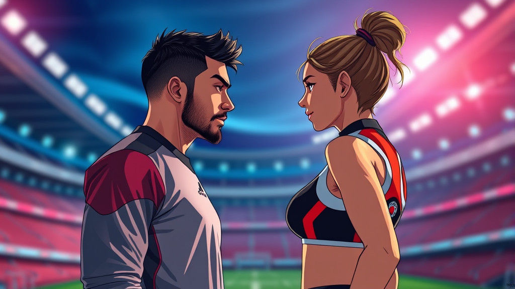 Intense Sports Debate in Studio Trigger Manga Style