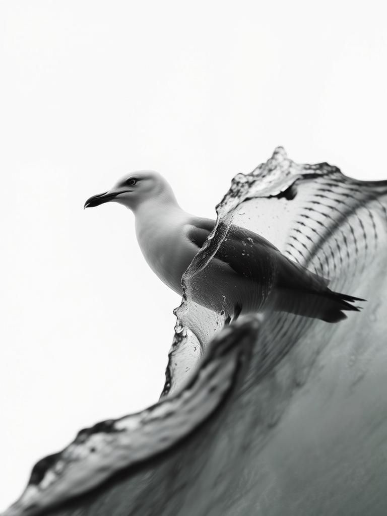 Surreal Seagull Oblique View Fine Art Photograph