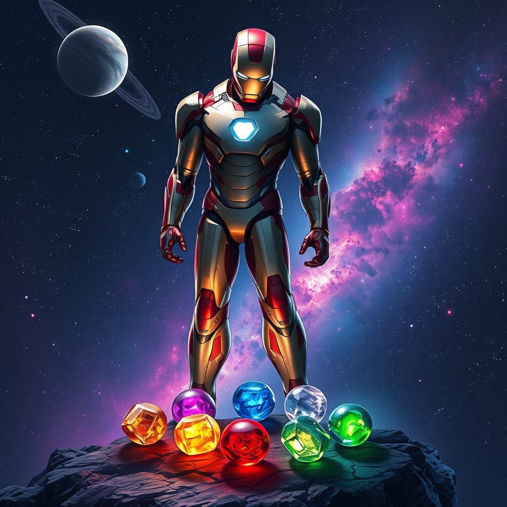 Iron Man Confronts the Infinity Stones in Cosmic Splendor