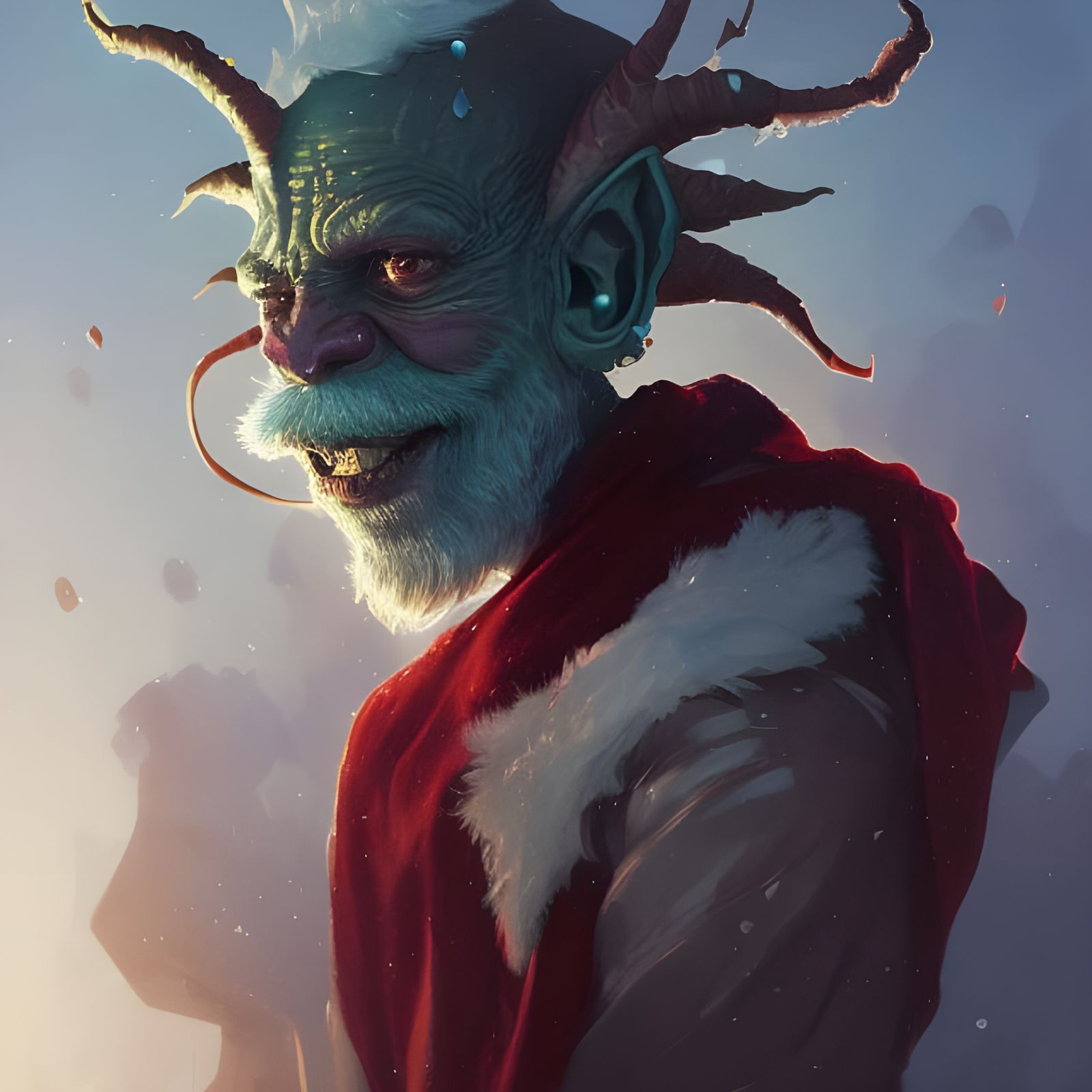 Space Goblin Santa Portrait in Digital Art Style