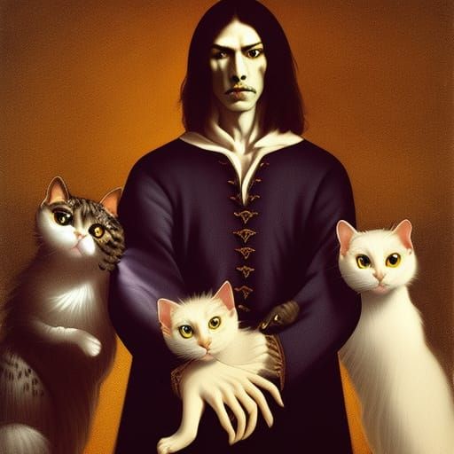 Vampire Lord with Kitties: Dark Fantasy Concept Art