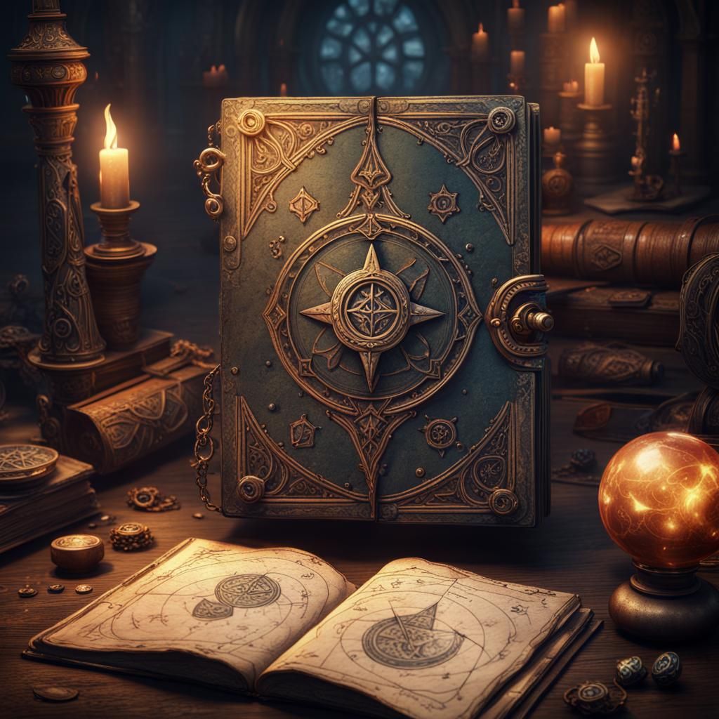 A grimoire filled with arcane symbols