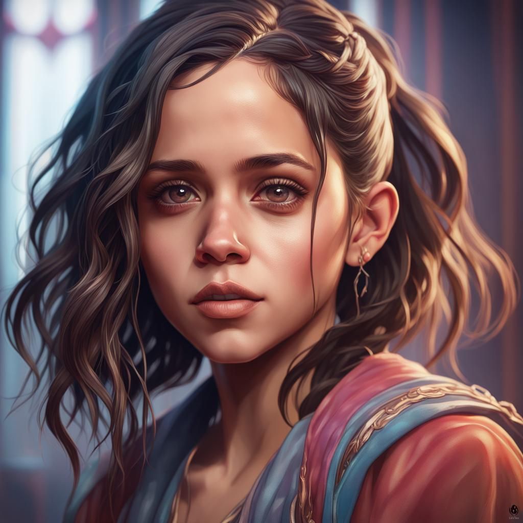 Jenna Ortega Portrait in Artstation Style