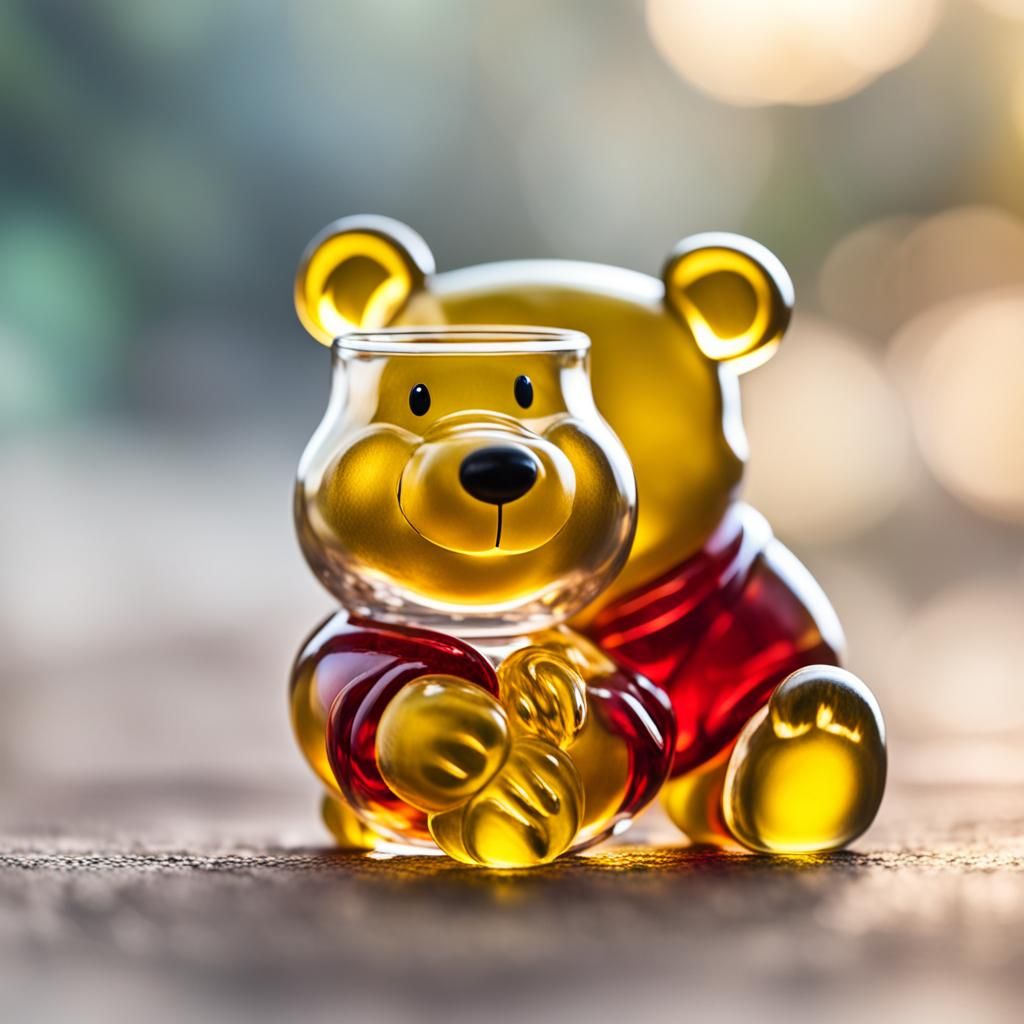 Glass Winnie the Pooh Figurine in Natural Light