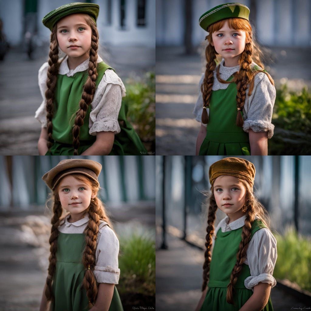 Red-Haired Girl in Wincey Dress: Professional Portrait