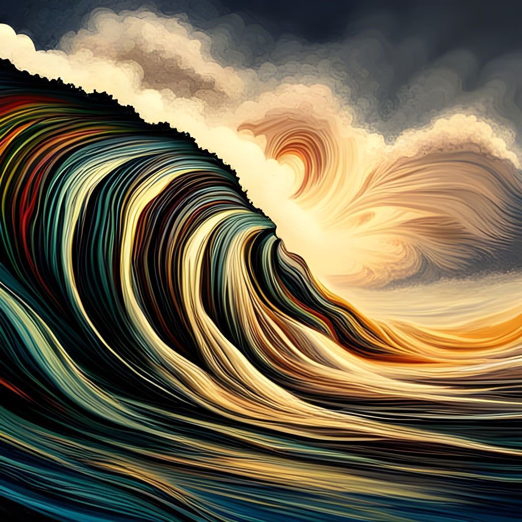 Stormy Sea Waves in Abstract Graffiti Art Style