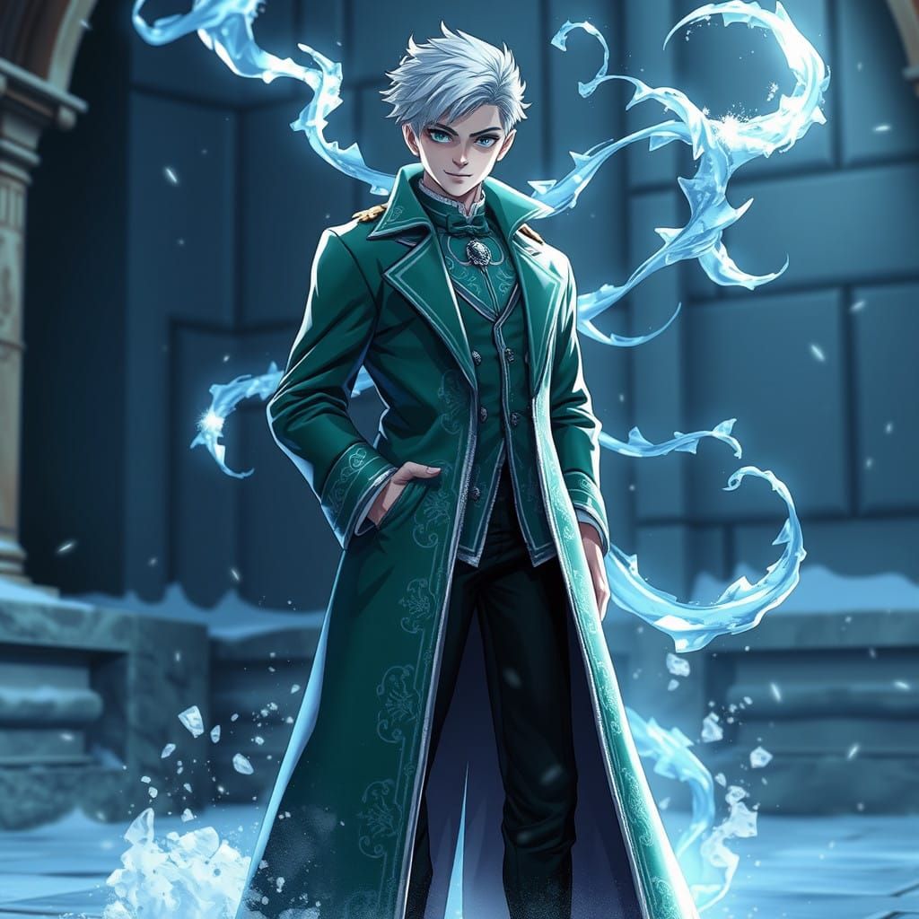 Jack Frost in Slytherin Robe, Wielding Winter's Chill