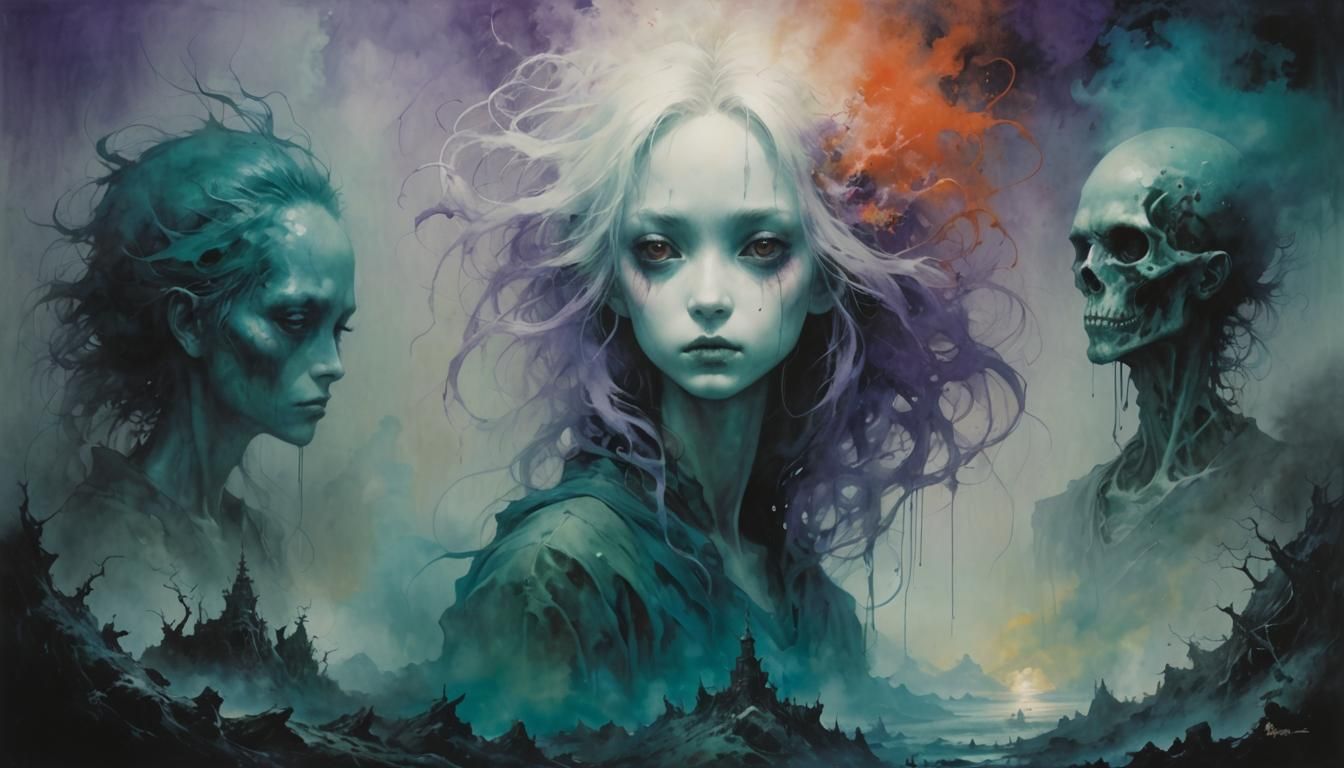 Vermillion Visions in Dark Fantasy Style