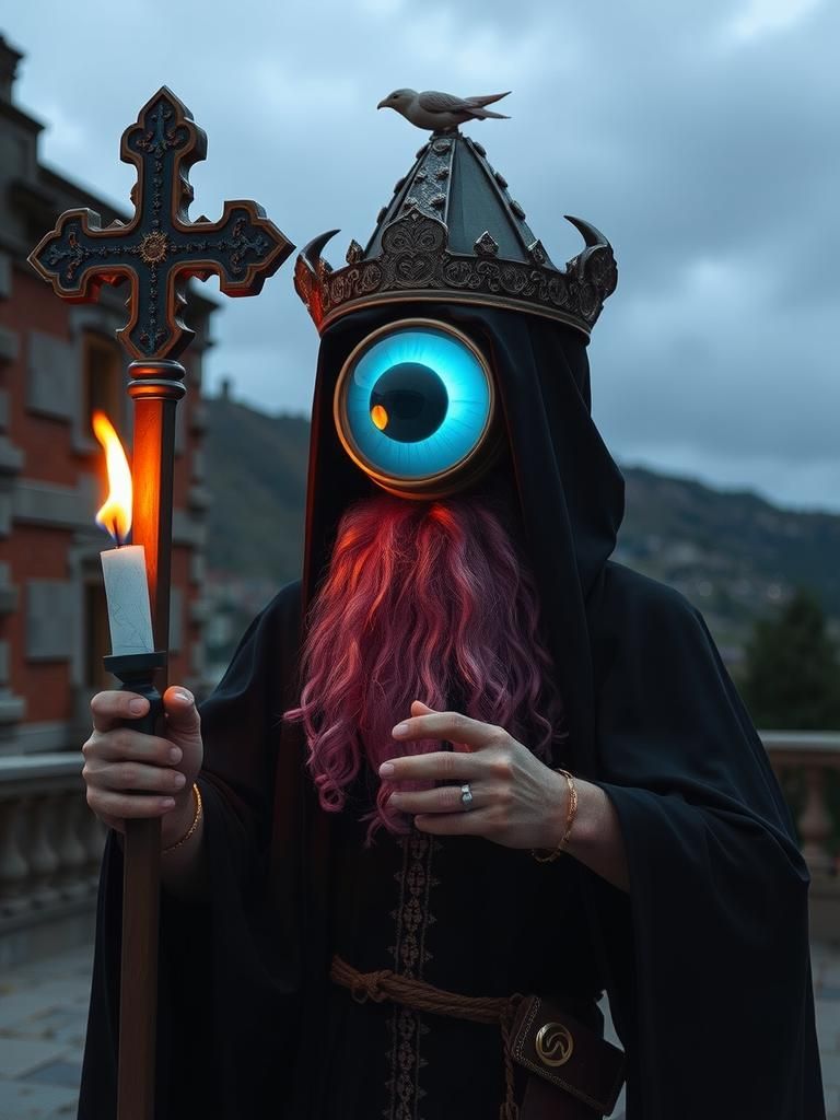 Cartoon Cyclops Priest with a Ju-Ju Eyeball