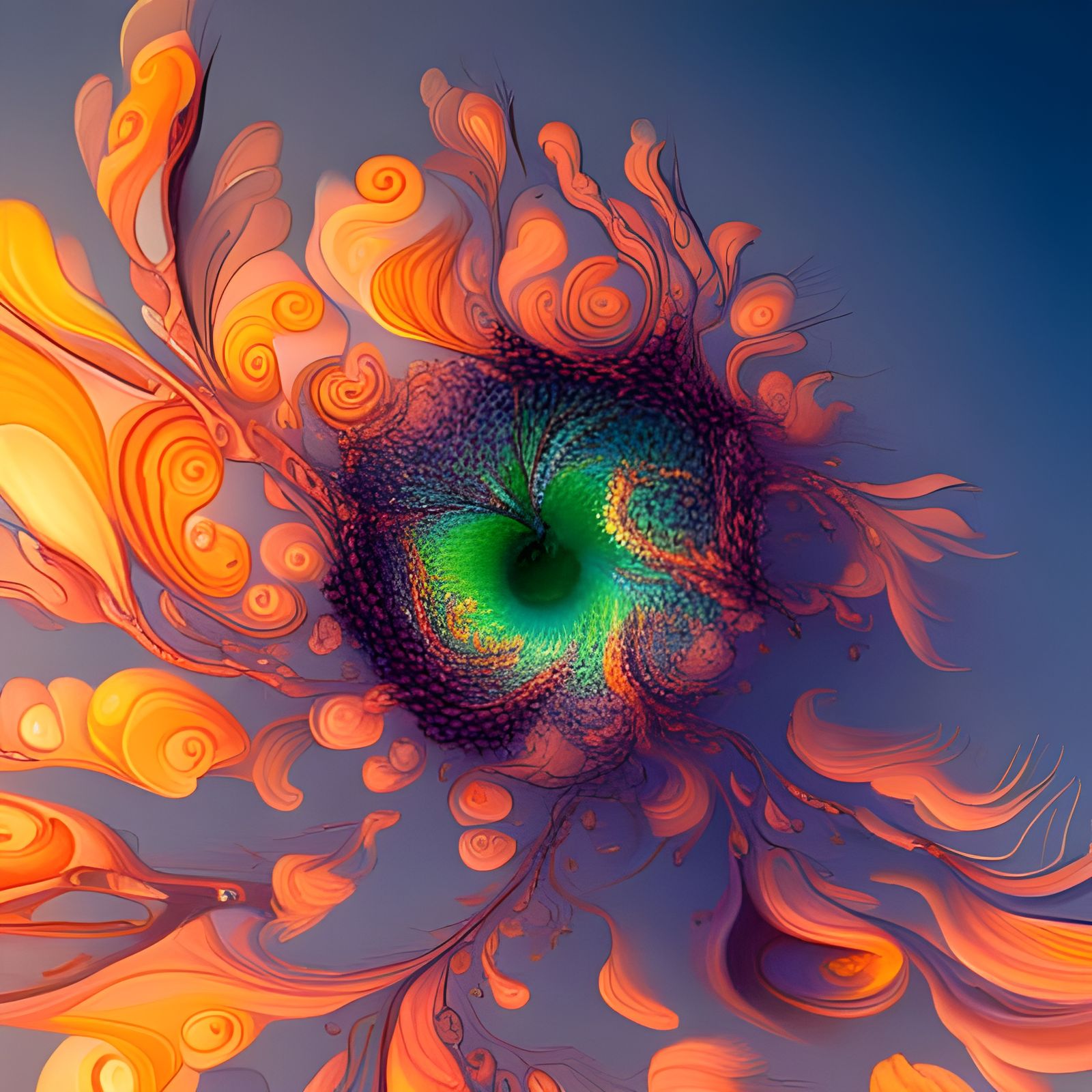 Cosmic Blossom Tree in Fractal Storm