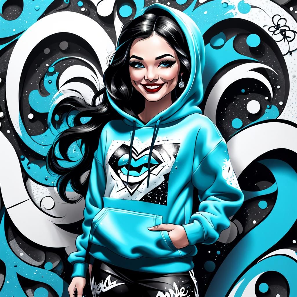 Snow White in Black and White with Graffiti