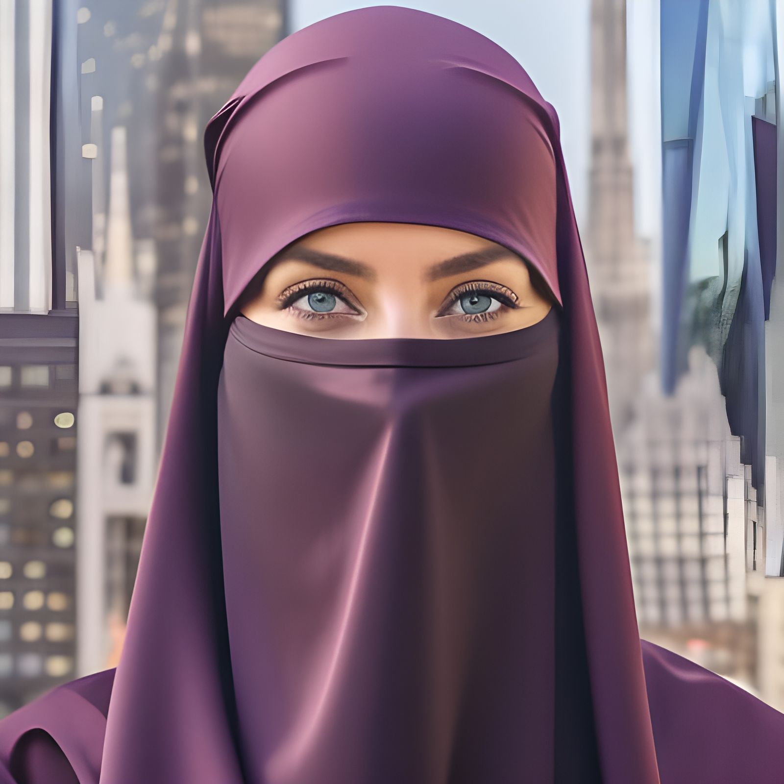 Beautiful Woman in Niqab Portrait, Hyperrealistic Style
