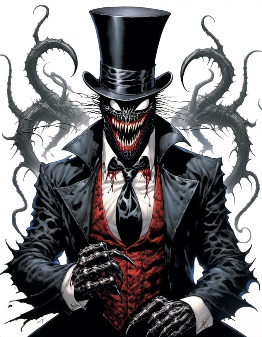 Venom's Sinister Top Hat in Gothic Horror Style