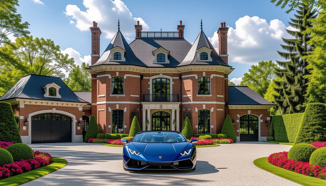 Victorian Chateau with Lamborghini in Monet Style