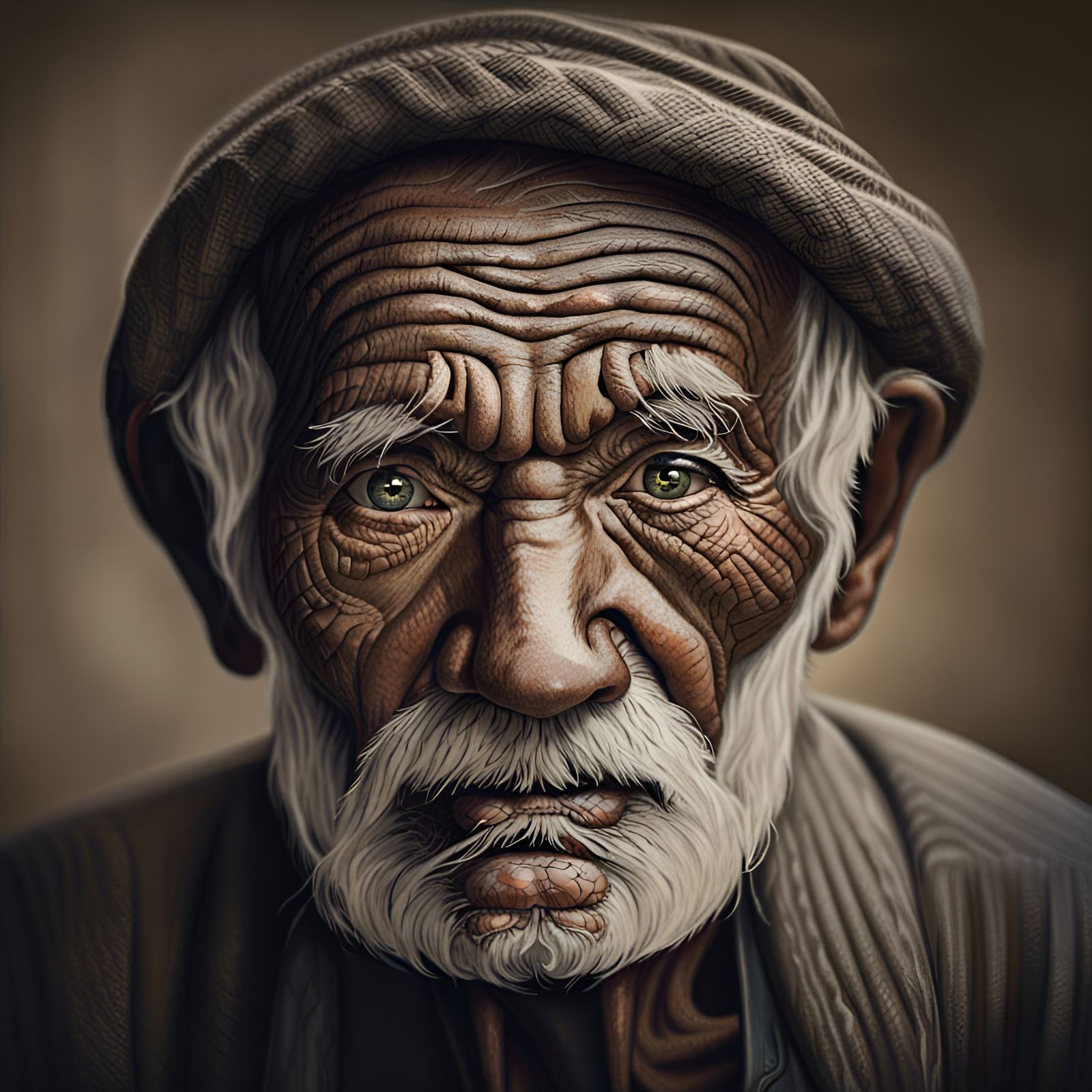 Hyperrealistic Portrait: An Old Man's Life Story