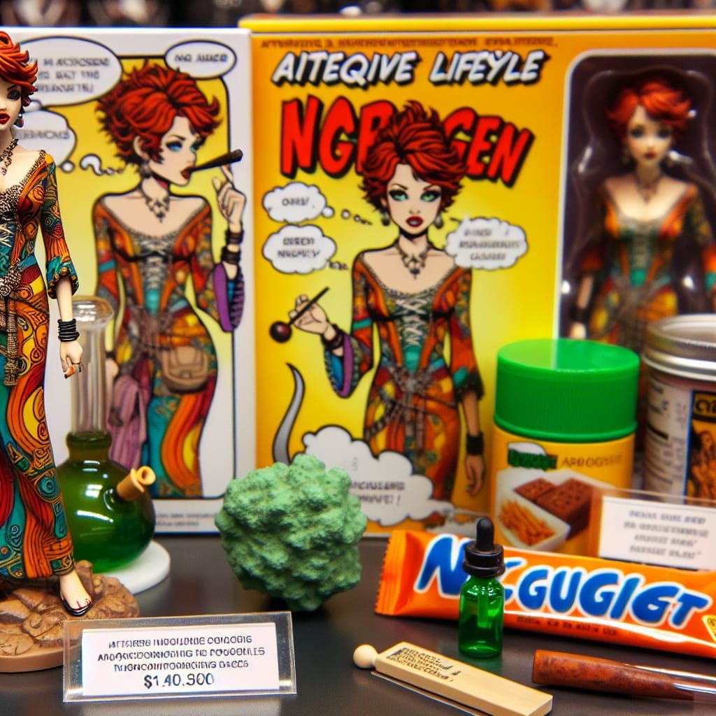 Comic Figurine of a Carefree Redhead with Accessories