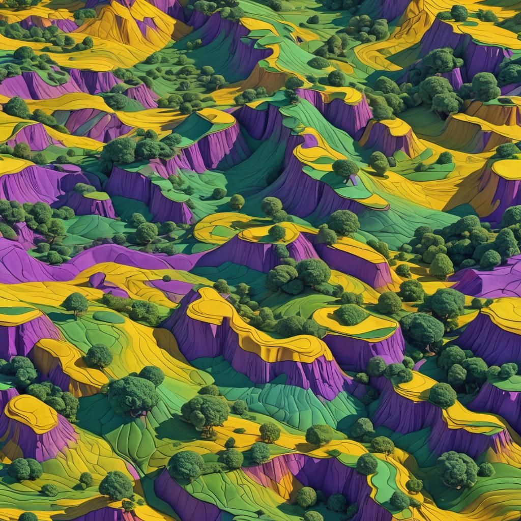 Endless Magical Landscape in Art Nouveau Style