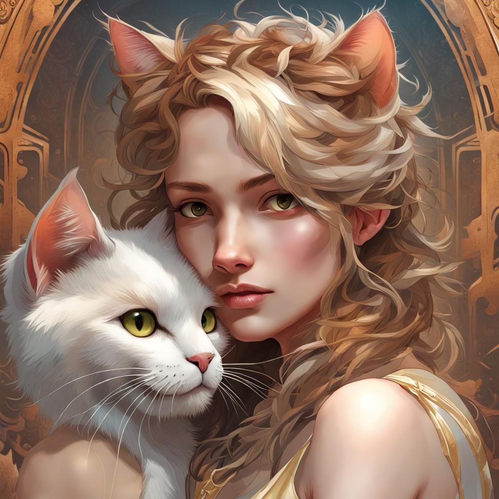 Hyperdetailed Portrait of Two Sweet Cats