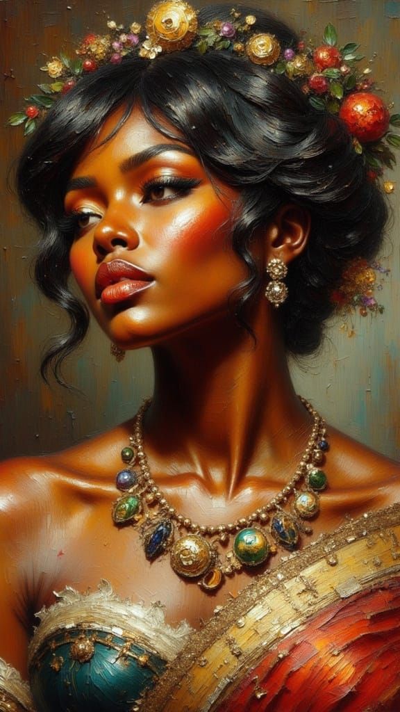 African Woman Portrait in Impasto Style, 1800s