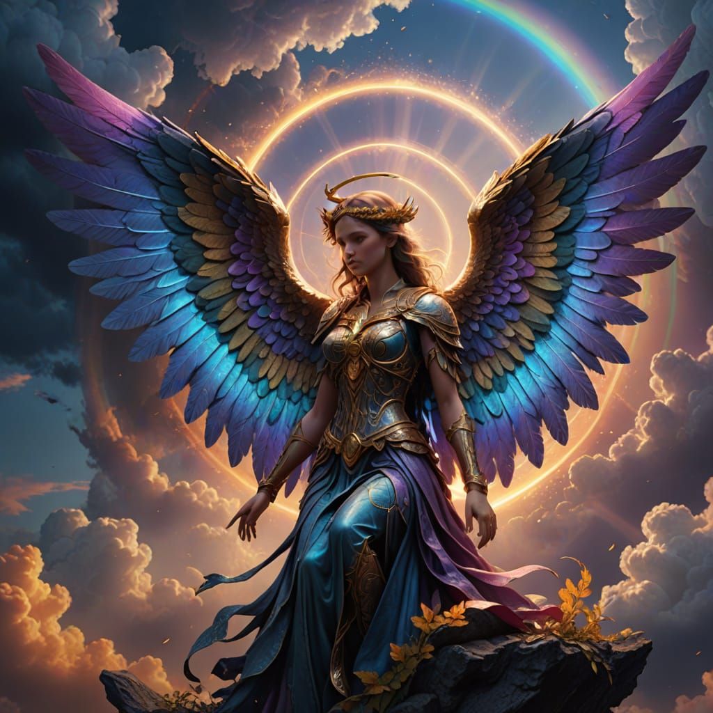 Angels Bask in Radiant Rainbow Glow