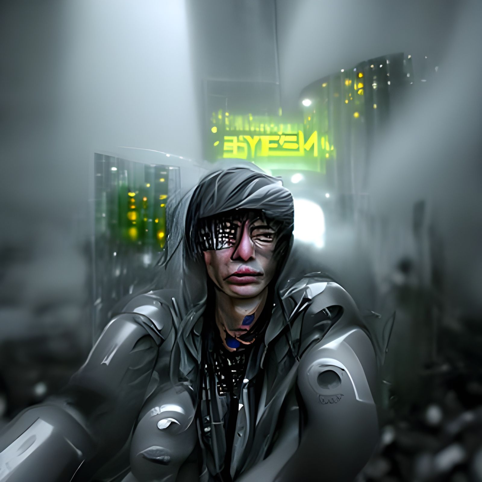 Cyberpunk Digital Illustration in Hyperrealism Style