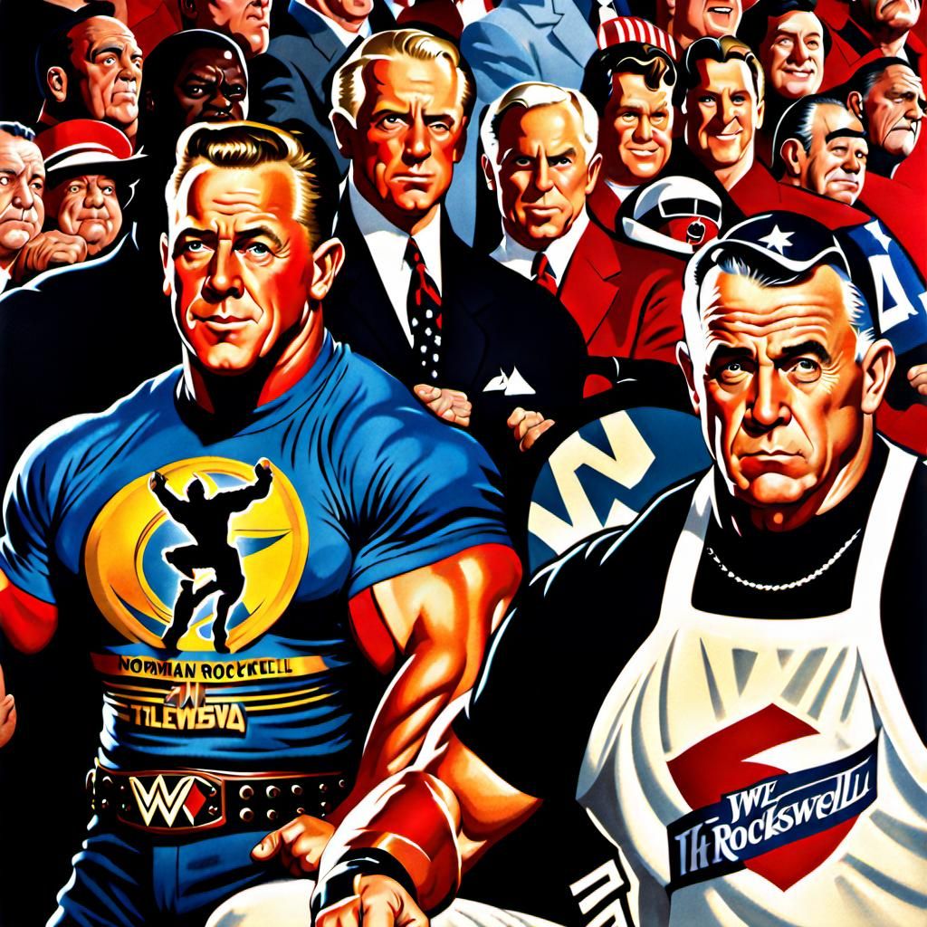 WWE Fandom in Norman Rockwell Style