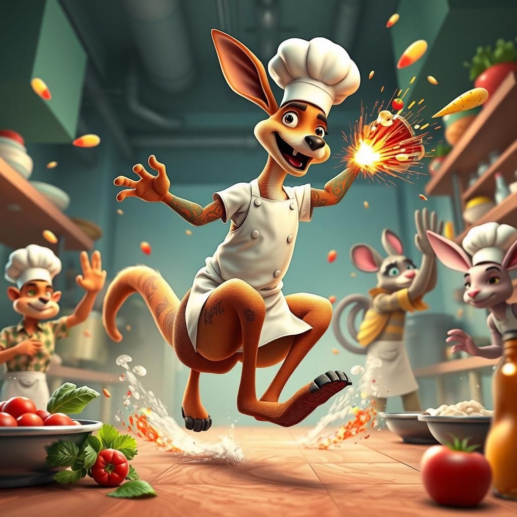 Kangaroo Chef's Animated Kitchen Chaos in 3D