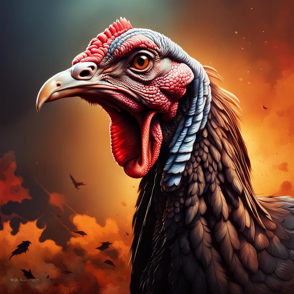 Hyperrealistic Halloween Wild Turkey Splash Art