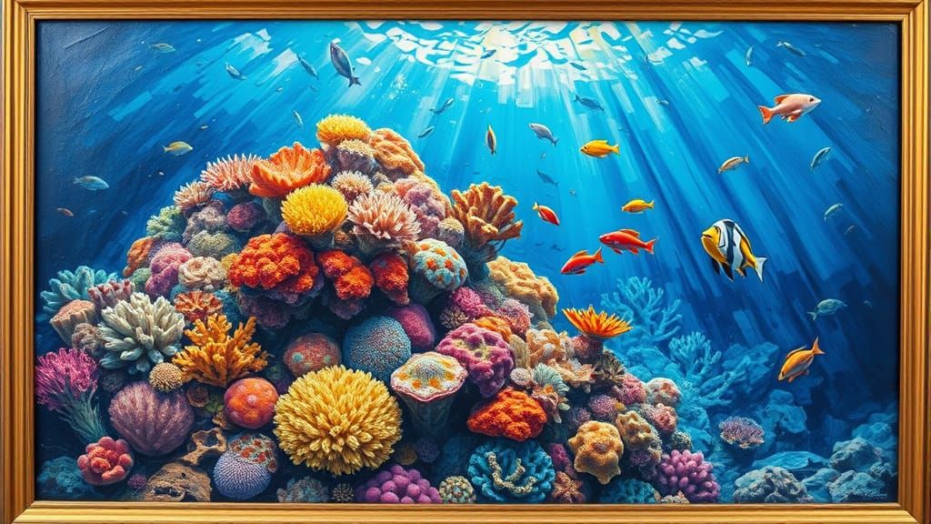 Great Barrier Reef: Impasto Oil Painting