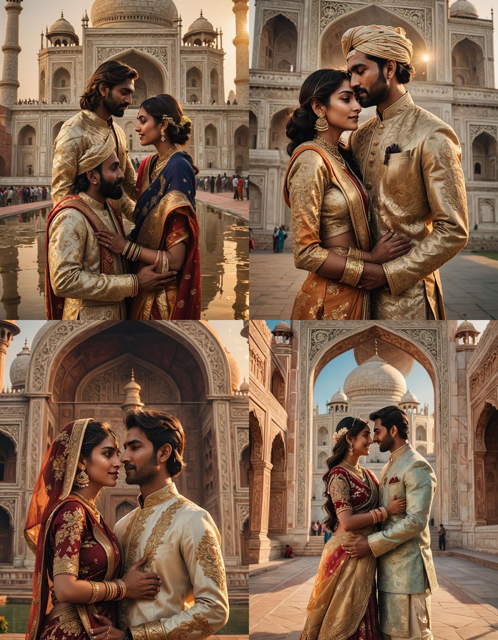 Romantic Indian Couple at Taj Mahal: Hyperrealistic Art
