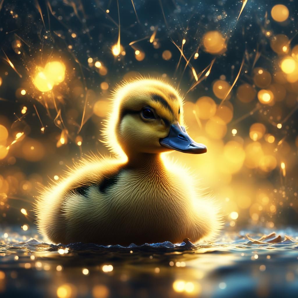 Epic Duckling Portrait with Fantasy Illustration Elements