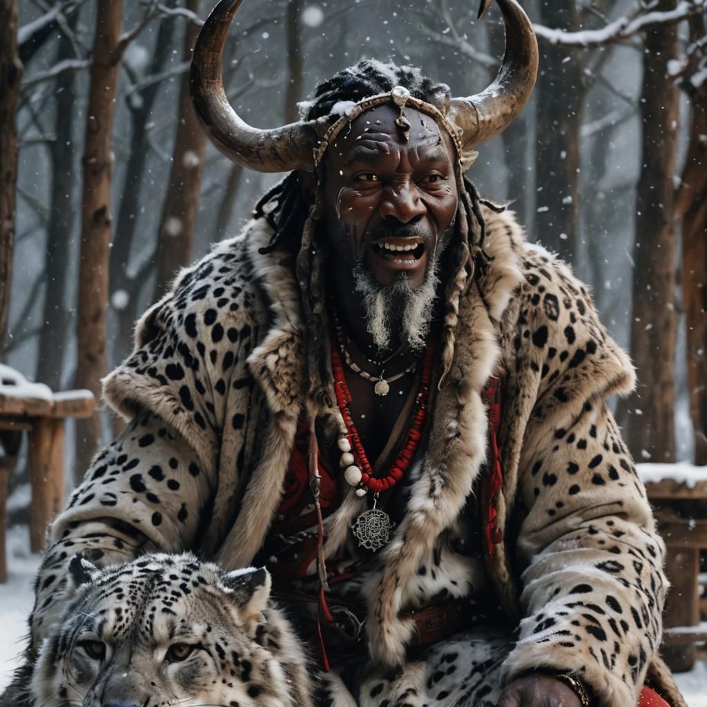 Arctic Sorcerer in Alchemy Workshop as Film Still