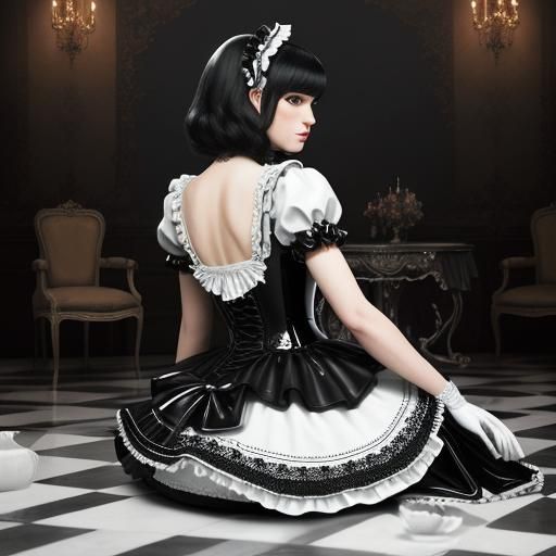 Latex French Maid Inspection: Hyperrealistic Image