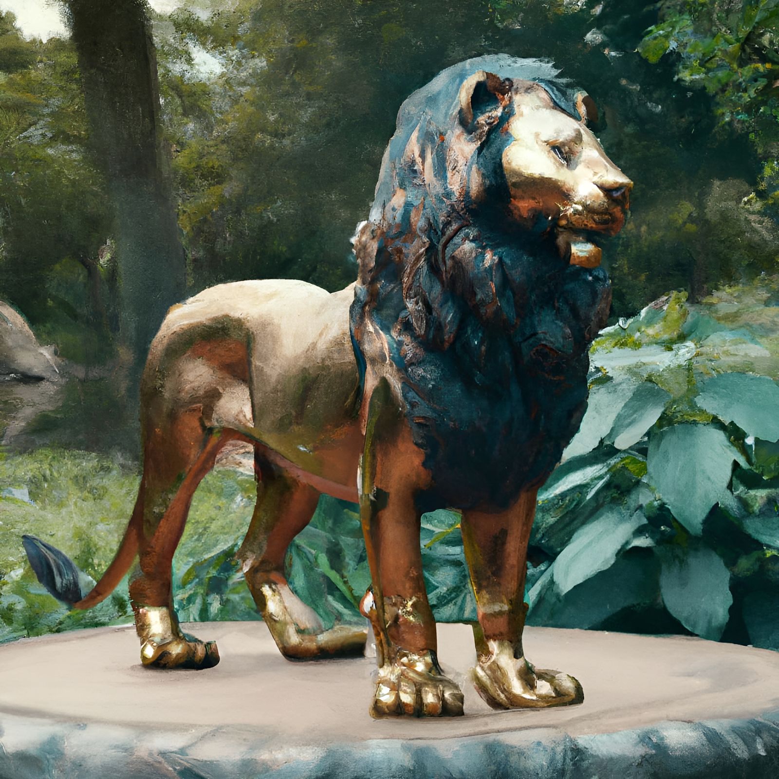 Bronze Lion Statue: 8k Artstation Masterpiece