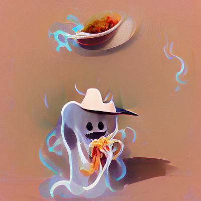 Ghostly Cowboy Enjoys Spicy Chili