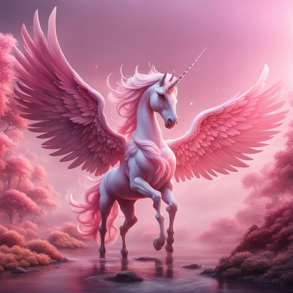 Pastel Pink Alicorn in Detailed Matte Painting