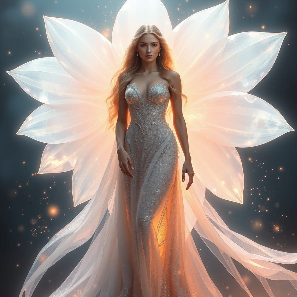 Ethereal Goddess in Stardust Gown