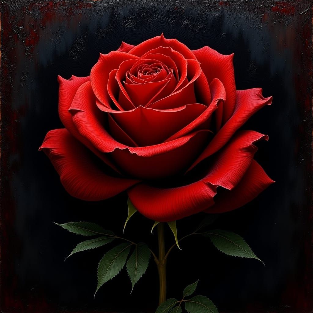 Painterly Rose Portrait in Dramatic Chiaroscuro