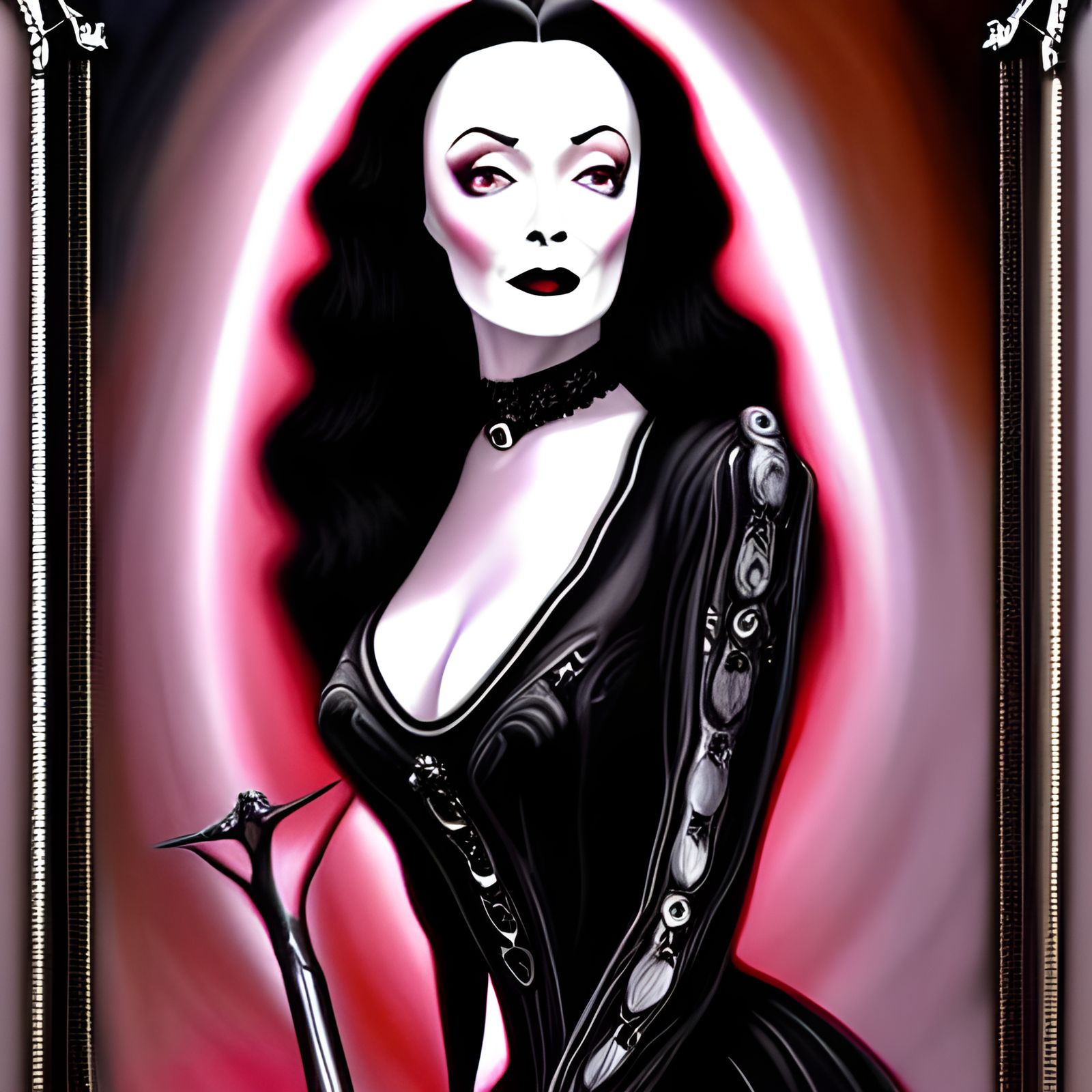 Morticia Addams as Western Gunslinger in Digital Art