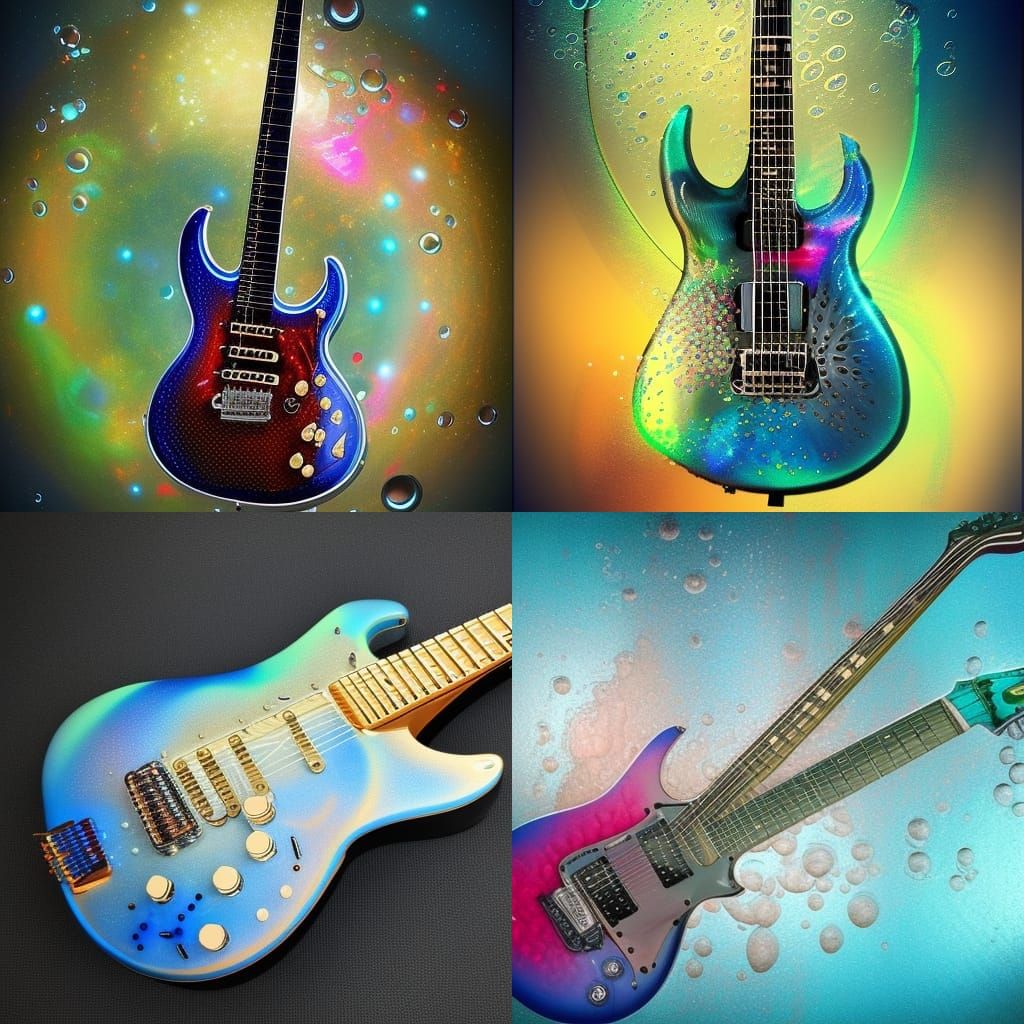 Electric Guitar Filled with Fish, Digital Art