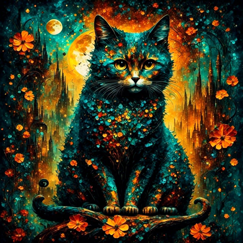 Enhanced AI Cat Image with Vibrant Textures