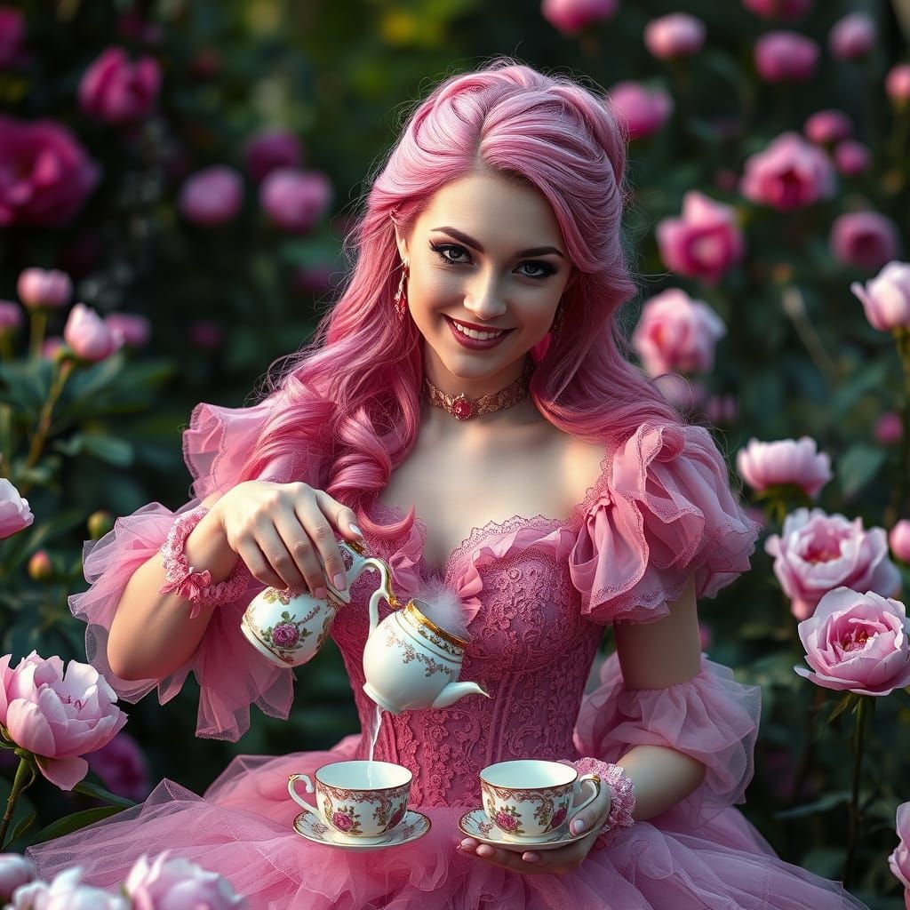 Gothic Beauty in a Serene Peony Garden