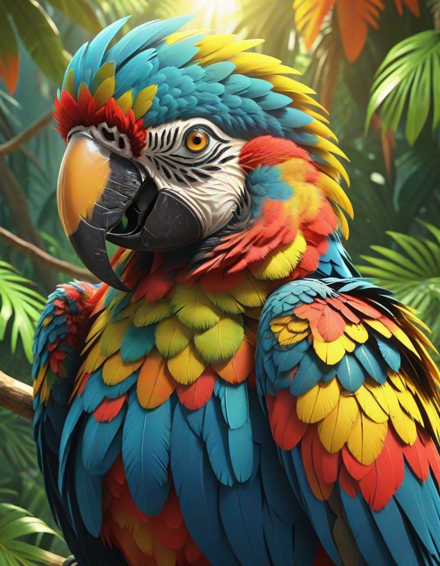 Colorful Macaw in 3D Animated Style
