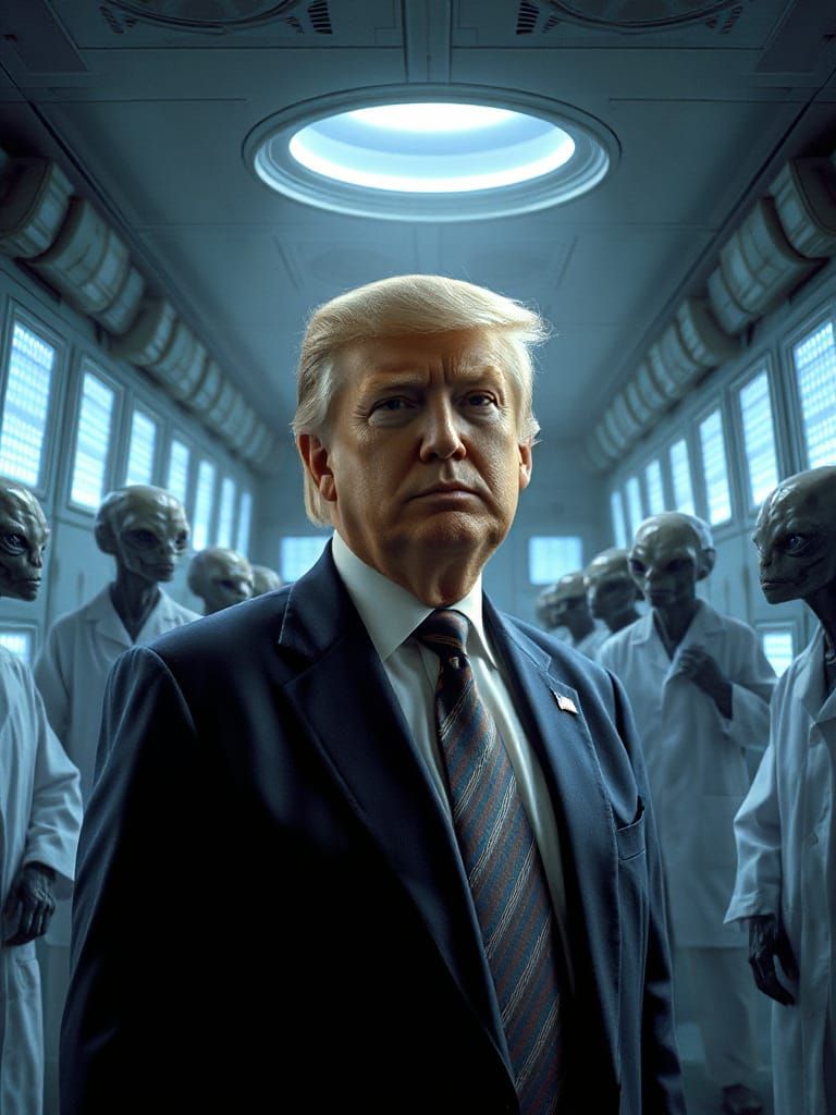 Futuristic Donald Trump Under Alien Experimentation in a Cyb...