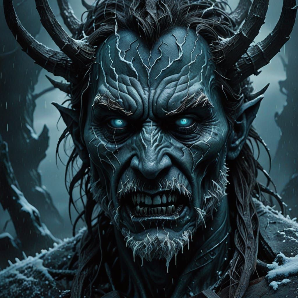 Ominous Face Carved from Frozen Nightmares
