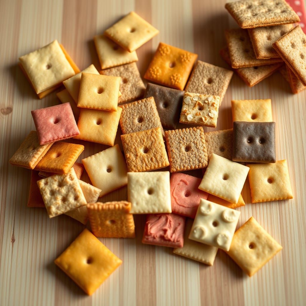 Vibrant Square Snack Composition in Geometric Style