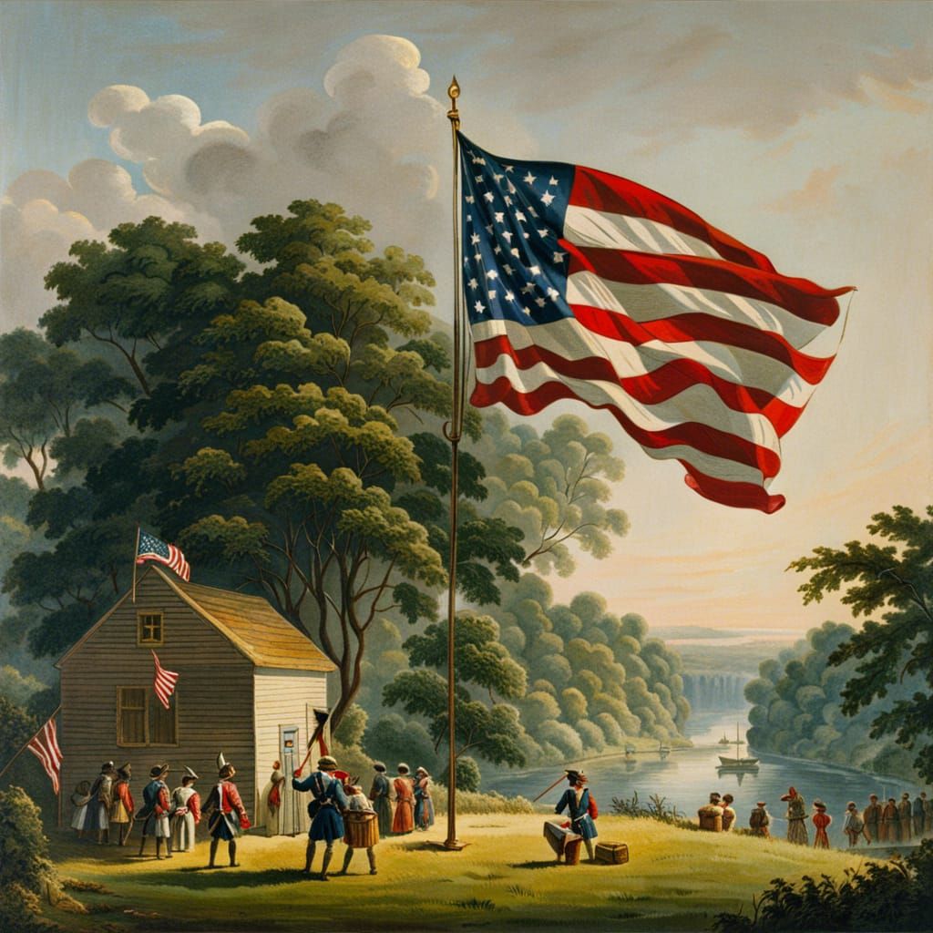 Patriotic Scene Inspired by July 4th, 1776