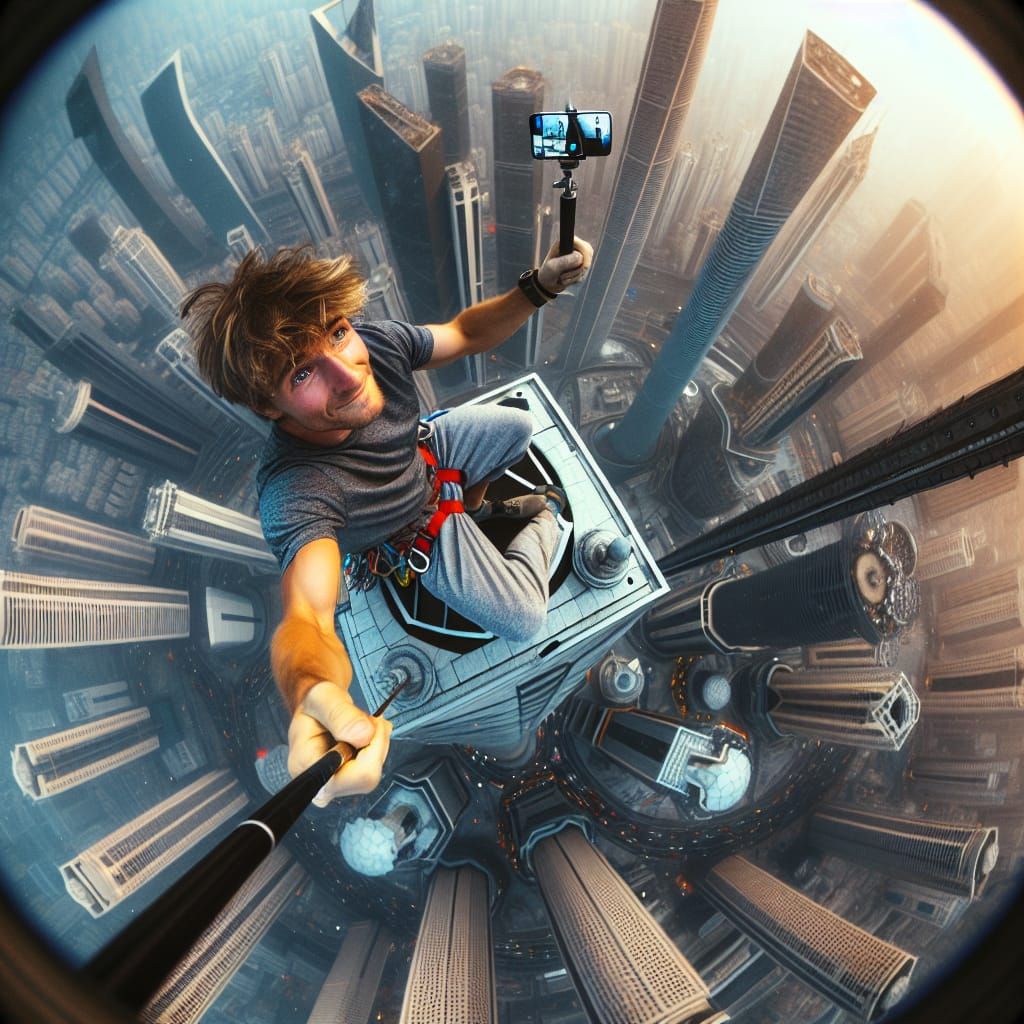 Epic Selfie on World's Tallest Building: Fantasy Concept Art